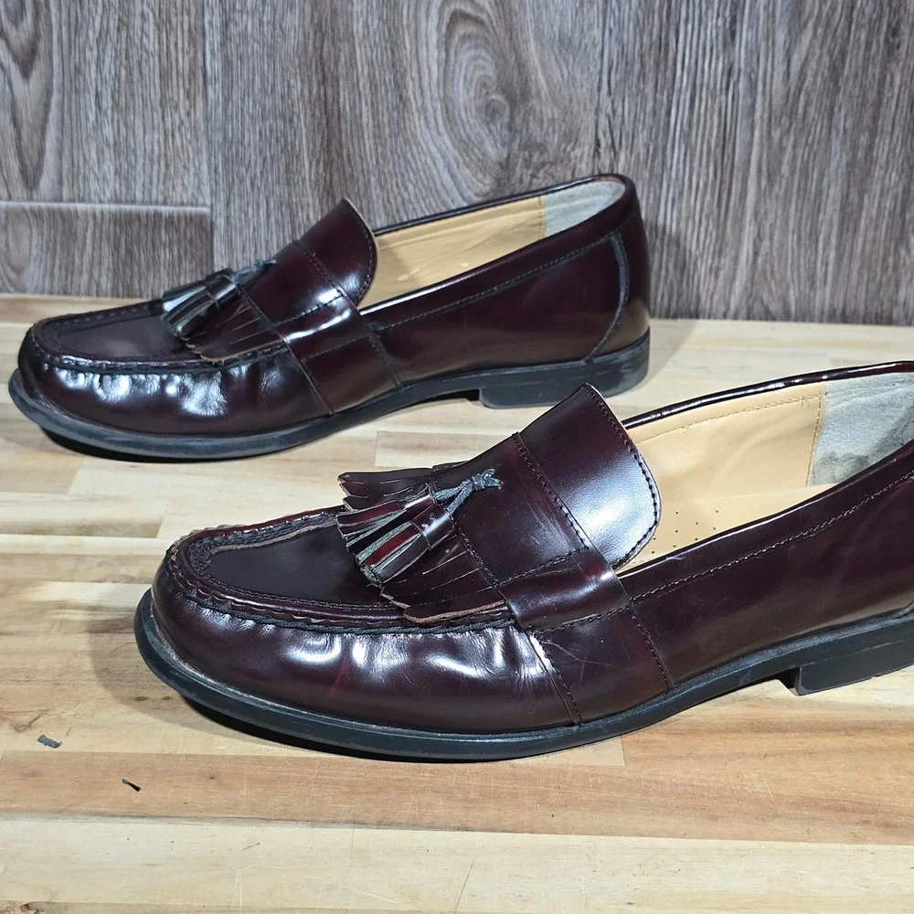 Nunn Bush Men's KORE Tassel‎ Kiltie Loafers 12M Burgundy Leather Dress Shoes
